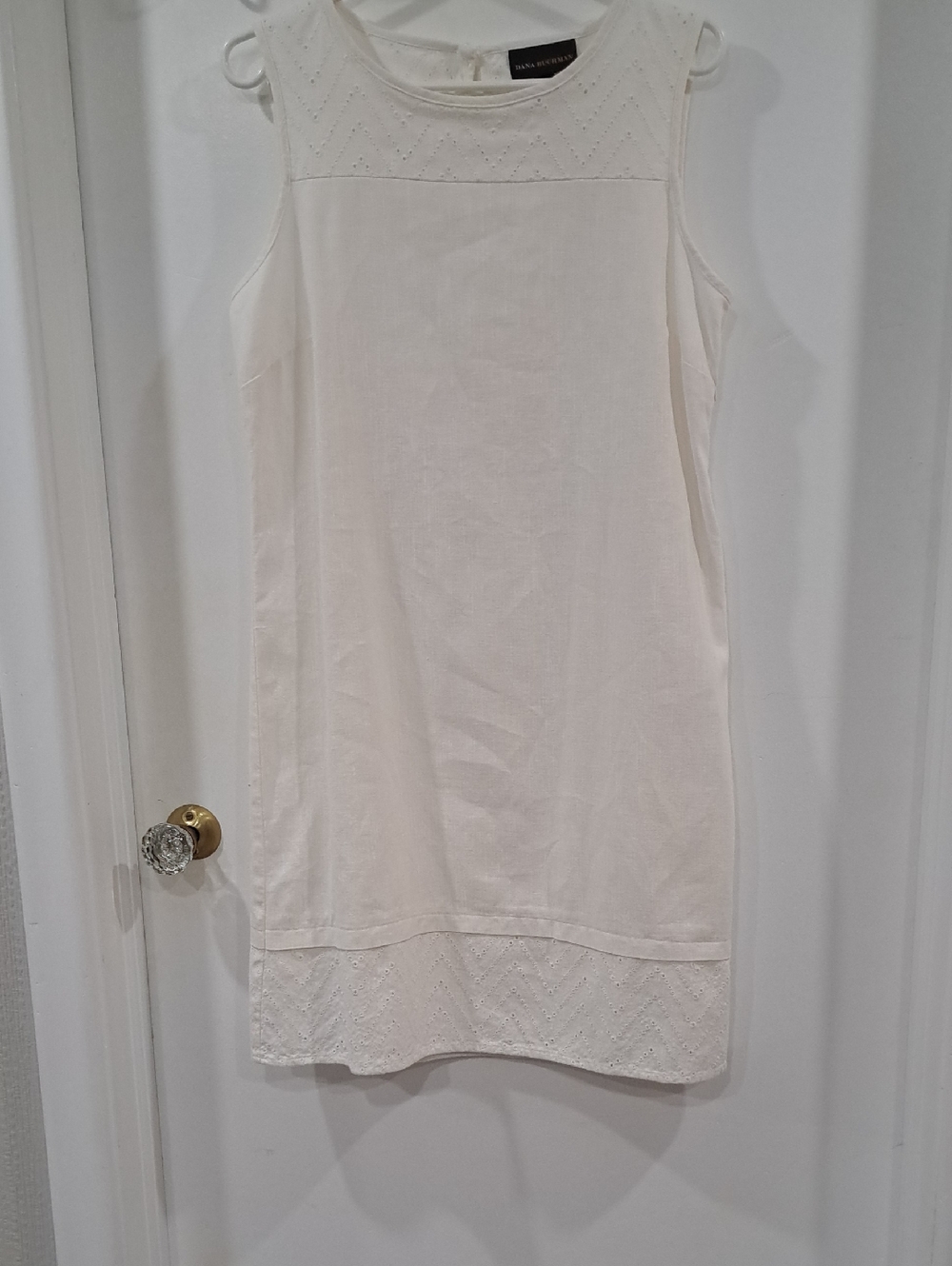 Dana Buchman Cream Sleeveless Eyelet Midi Dress